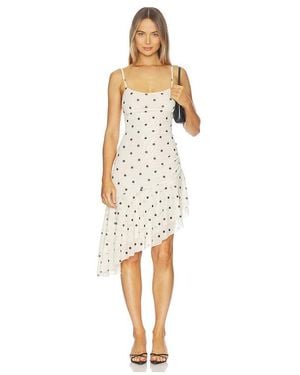 With Harper Lu Asymmetrical Frill Midi Dress - White