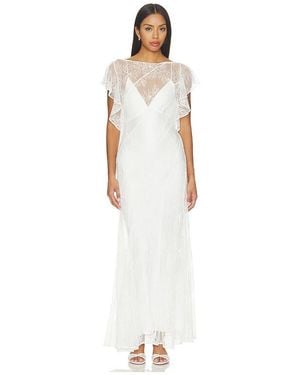 Shona Joy Labyrinth Lace Paneled Maxi Dress - White