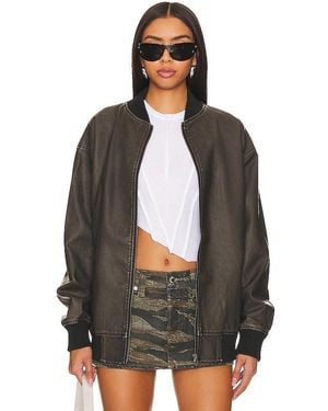 superdown Ariel Faux Leather Bomber - Black