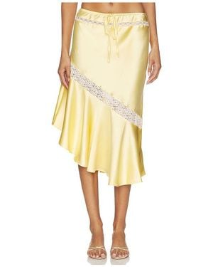 Damson Madder Delphia Satin Midi Skirt - Yellow