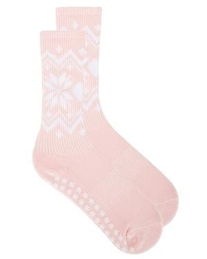 WellBeing + BeingWell Fair Isle Grip Sock - Pink