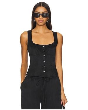 LPA Viscose Ellera Button-Front Top - Black