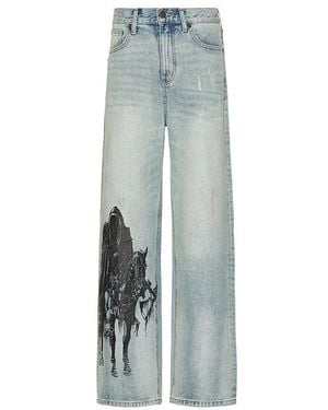 Affliction Binded Wide Leg Jeans - Blue