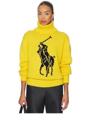 Polo Ralph Lauren Big Pony Wool Turtleneck Sweater - Yellow
