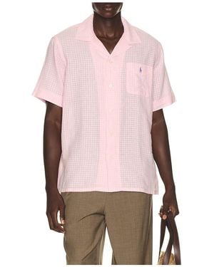 Polo Ralph Lauren Short Sleeve Seersucker Linen Andy Camp Shirt - Pink