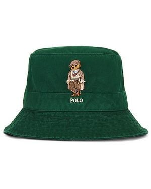 Polo Ralph Lauren Cotton Twill Novelty Bear Loft Bucket Hat - Green