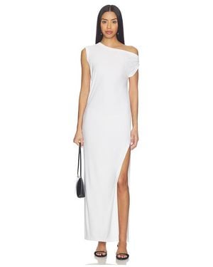 Norma Kamali Kleid Drop Shoulder Long With Side Slit - Weiß