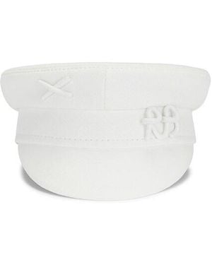 Ruslan Baginskiy Monogram-Embellished Baker Boy Cap - White