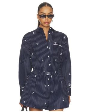 Lacoste Oversize Fit Jacquard Shirt - Blue