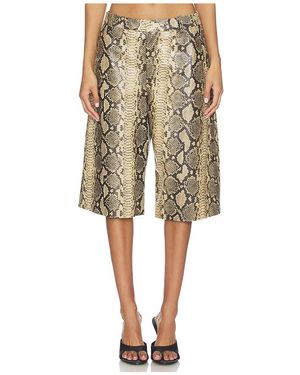 Gestuz Allis Mid Waist Snake Shorts - Natural