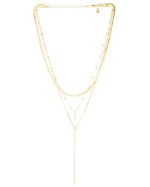 petit moments Layered Stone Lariat Necklace - White