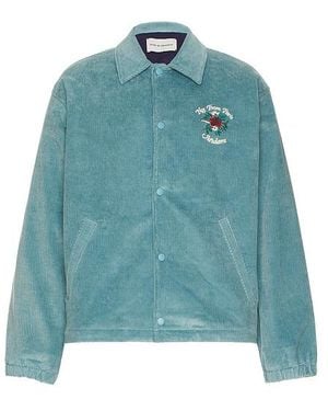 Drole de Monsieur La Veste Slogan Fleurs Corduroy - Blue