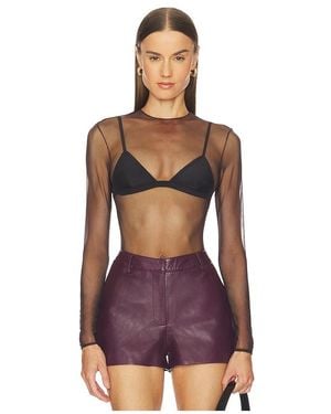 Alex Perry Long Sleeve Mesh Bodysuit - Brown