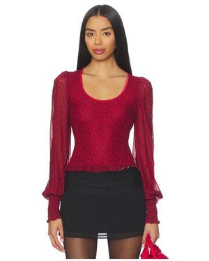 Free People Dottie Knit Top - Red