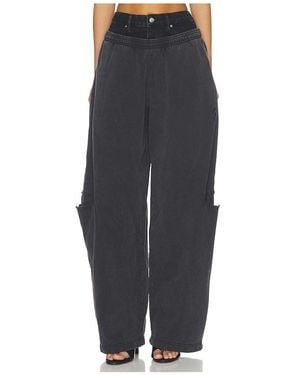 Alexander Wang Sweathose Prestyled Slashed With Denim Waistband - Schwarz