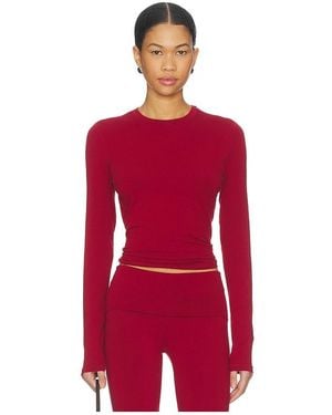 Skims Cotton Jersey Long Sleeve T-Shirt - Red
