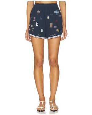 Sea Claira Embroidered Shorts - Blue