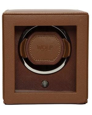 Wolf Cub Single Watch Winder With Cover - Brown