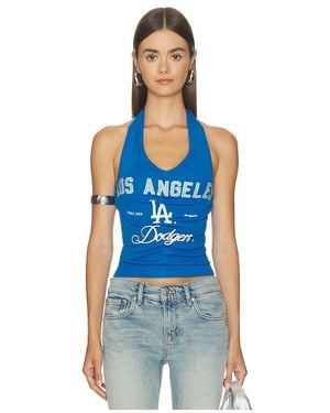 OFF SEASON Ruched Halter Top - Blue