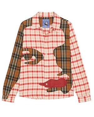 Kidsuper Patchwork Face フランネルシャツ - レッド