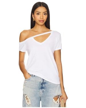 Michael Lauren Zire Short Sleeve Asymmetrical Cold Shoulder Tee - White
