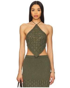 Agua Bendita X Revolve Flower Top - Green