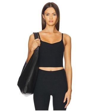 Beyond Yoga Spacedye Raised The Barre Shirred Cropped Tank Top - Black