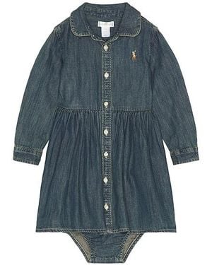 Polo Ralph Lauren Baby Shirred Denim Shirtdress - Blue