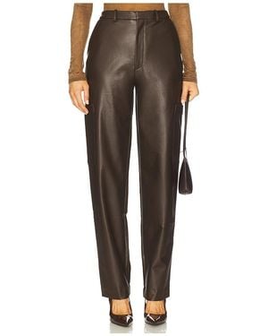 LAPOINTE Stretch Faux Leather Tapered Pant - Brown