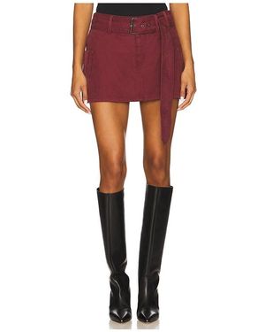 AFRM The Chippy Belted Micro Mini Skirt - Red