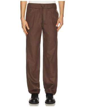 Soft Goat Straight Drawstring Trousers - Brown