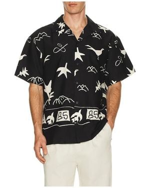 Scotch & Soda Relaxed Fit Placed Aop Short Sleeve Shirt - Black