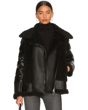 Jocelyn Faux Sherpa Moto Jacket - Black