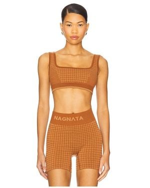 Nagnata Houndstooth Wool Bralette - Orange