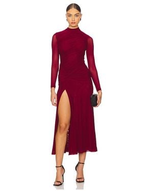 Bardot Liyana Ruched Mesh Dress - Red