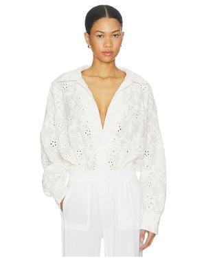 Norma Kamali Super Oversized Boyfriend Shirt Bodysuit - White