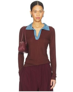 Rag & Bone Natalia Colorblock Long Sleeve Polo - Red