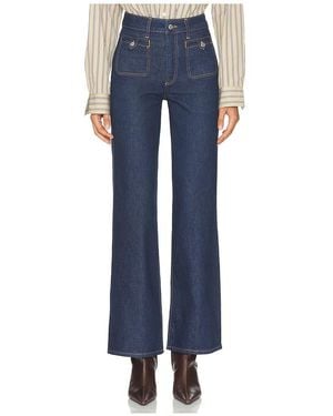 PAIGE Anessa With Welt Stitch Through Pockets Wide Leg Jeans - Blue