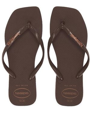 Havaianas Slim Square Logo Flip Flops - Brown