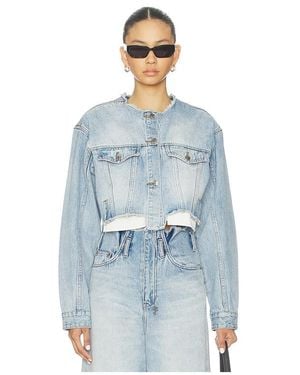 Ksubi Torn Off Crop Trucker Jacket - Blue