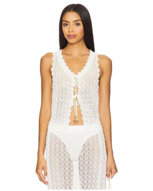 Ganni 'shiny Pointelle Knit' Skirt in White | Lyst