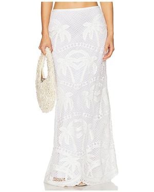 Le Superbe Bohemia Palms Slim Maxi Skirt - White