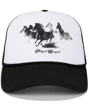 Funeral Apparel Horses Trucker Cap - White