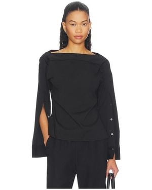 Theory Open Sleeve Boatneck Top - Black
