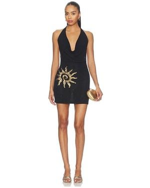 Runaway the Label Yasmina Plunge Cowl Knit Mini Dress - Black