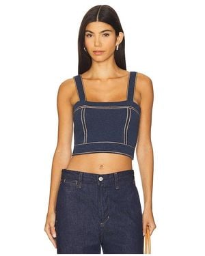 Autumn Cashmere Cropped Top Stitch Tank Top - Blue