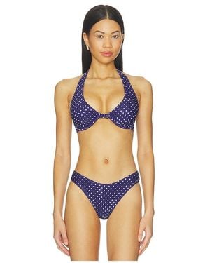 WeWoreWhat Tie Halter Bikini Top - Blue