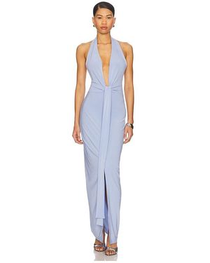 Norma Kamali X Revolve Tie Front Halter Gown - Blue