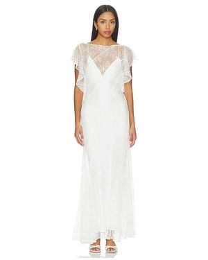 Shona Joy Labyrinth Lace Paneled Maxi Dress - White