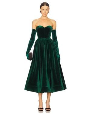 Bronx and Banco Inara Velvet Midi Dress - Green